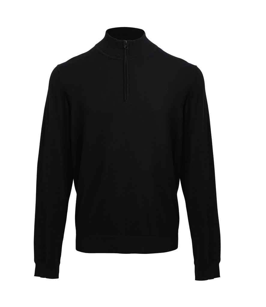 Premier Zip Neck Sweater - Comfortable and Practical Knitwear from Premier Black 5XL