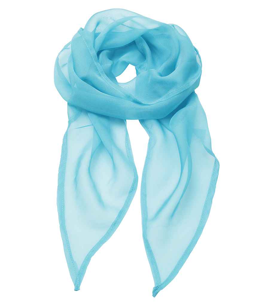 Premier Colours Chiffon Scarf – Lightweight and Stylish Workwear Accessory Turquoise Blue ONE