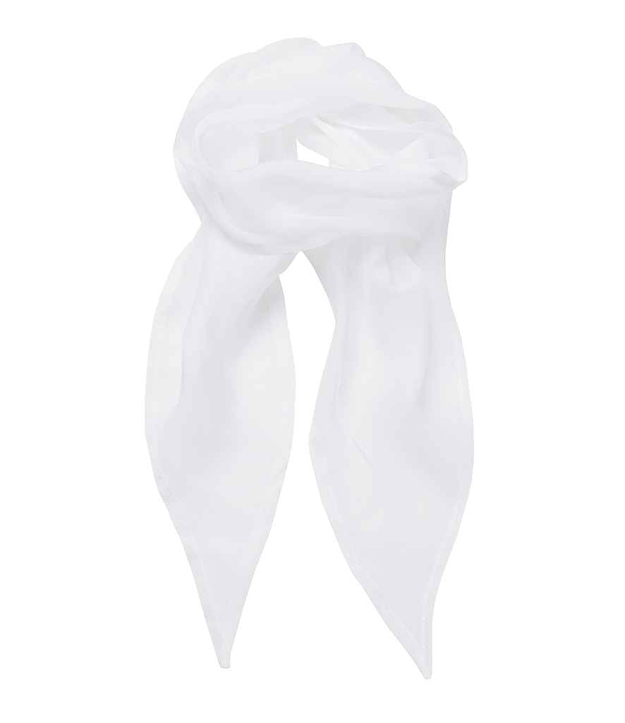 Premier Colours Chiffon Scarf – Lightweight and Stylish Workwear Accessory White ONE