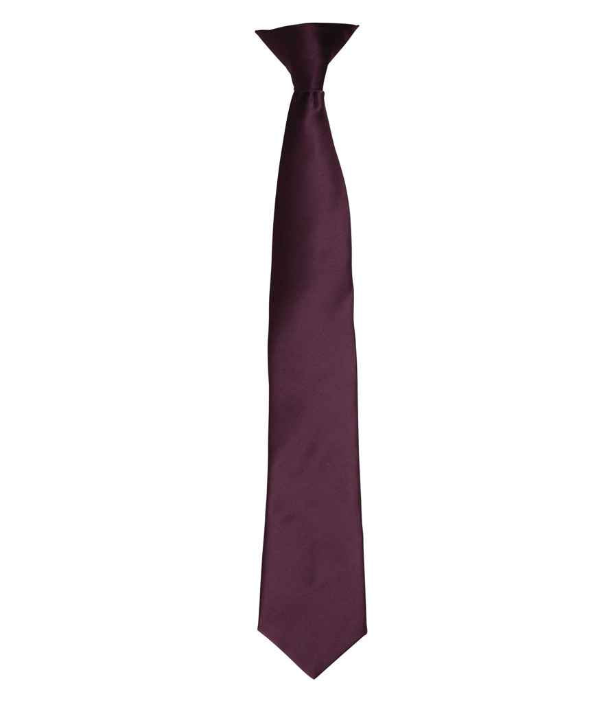 Premier Colours Satin Clip Tie – Classic Workwear Accessory Aubergine ONE