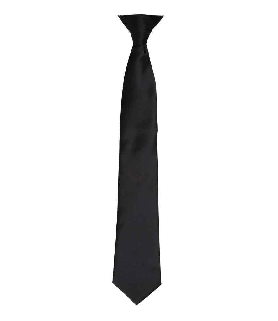 Premier Colours Satin Clip Tie – Classic Workwear Accessory Black ONE