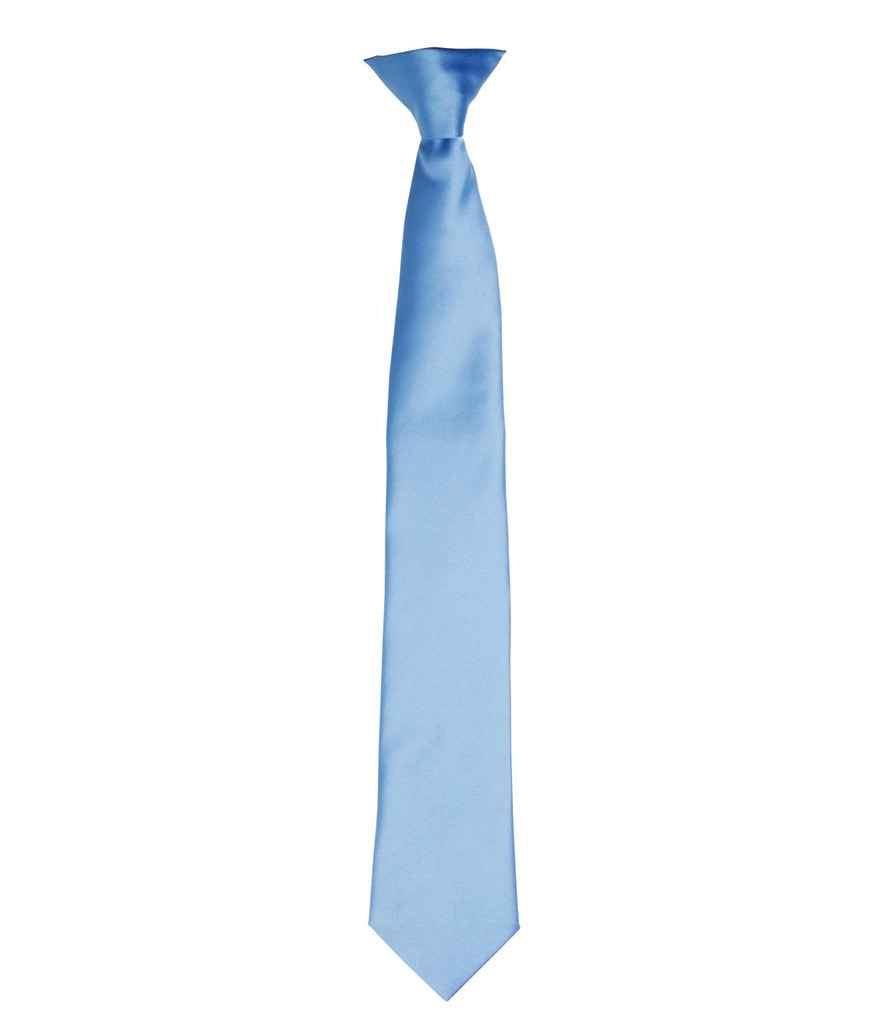 Premier Colours Satin Clip Tie – Classic Workwear Accessory Mid Blue ONE