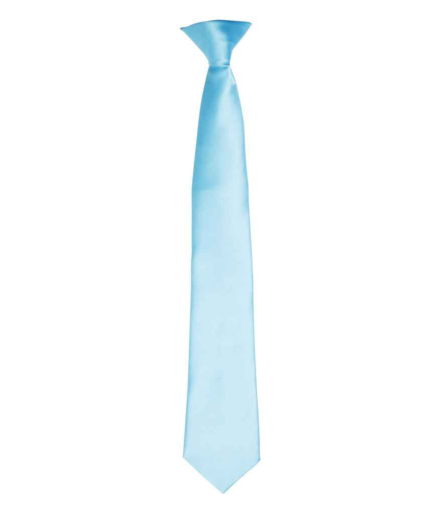 Premier Colours Satin Clip Tie – Classic Workwear Accessory Turquoise Blue ONE