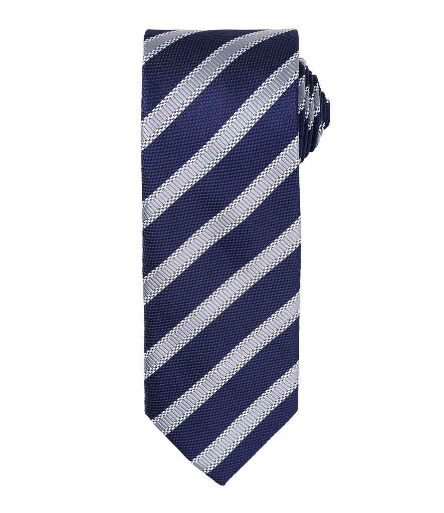 Premier Waffle Stripe Tie – Stylish Workwear Accessory by Premier Navy/Silver ONE