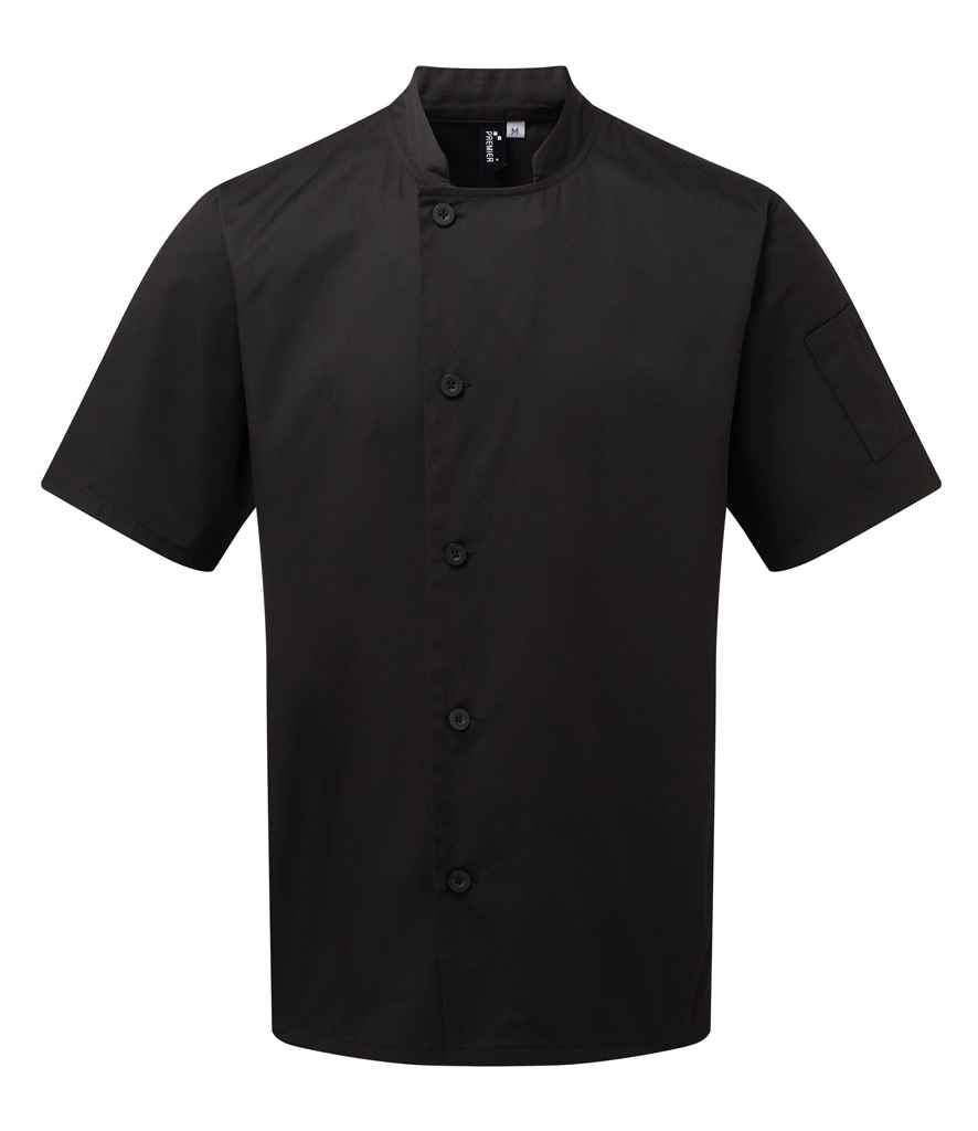Premier Essential Short Sleeve Chef's Jacket – Durable Hospitality Wear from Fou Tees Ireland Black 5XL