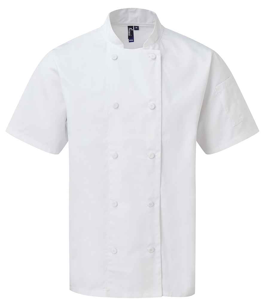 Premier Coolchecker® Short Sleeve Chef's Jacket – Professional Chefwear by Premier White 4XL