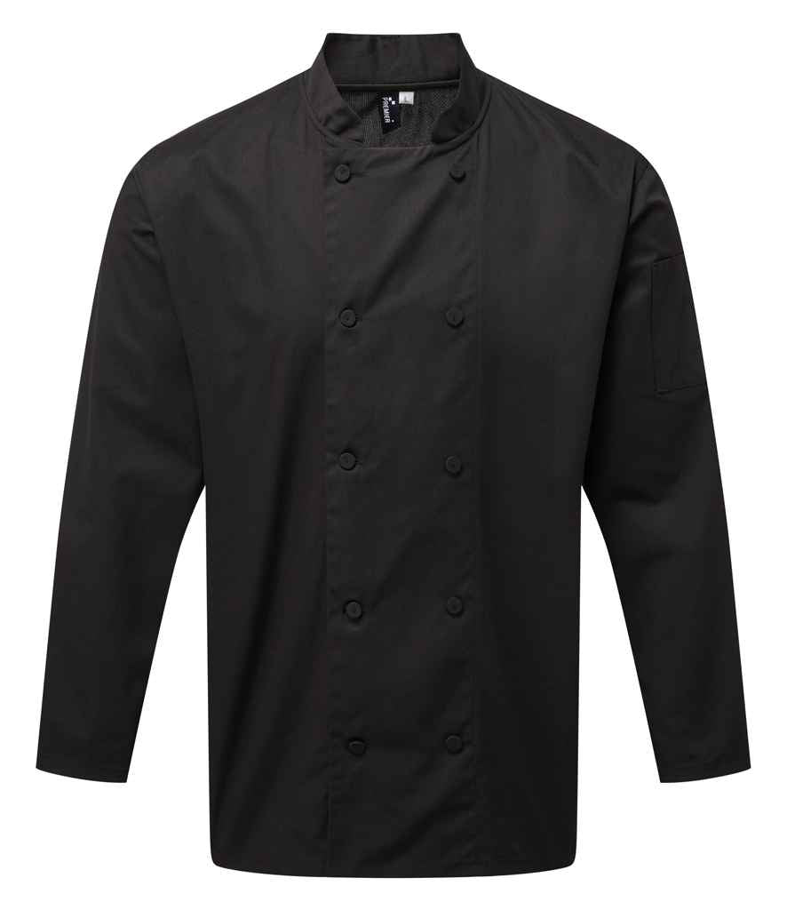 Premier Coolchecker Long Sleeve Chef's Jacket | Fou Tees Ireland Black XXL