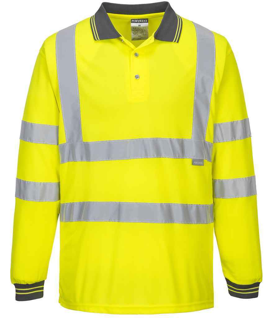 Portwest Hi-Vis Long Sleeve Polo Shirt for Bulk Orders in Ireland | Fou Tees