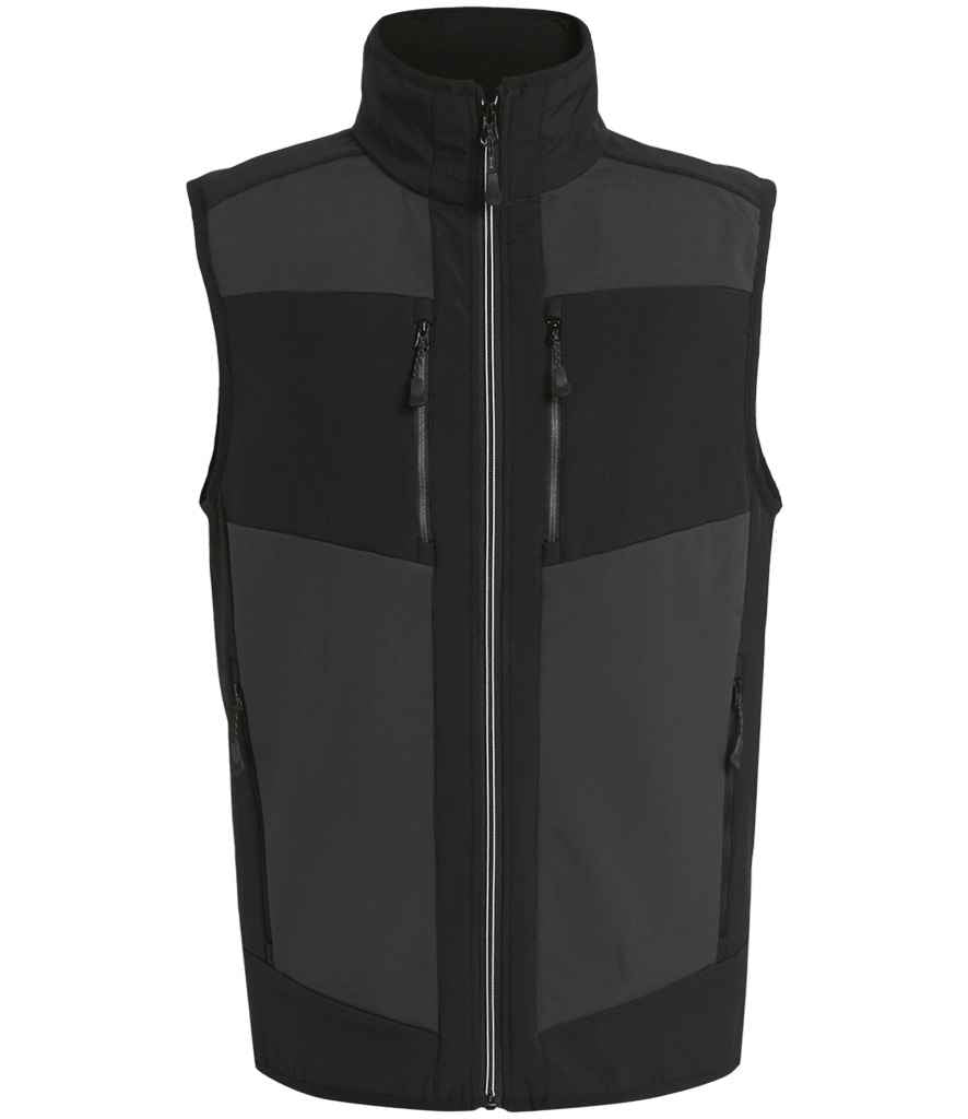 Regatta E-Volve Soft Shell Bodywarmer – Durable, Eco-Friendly Workwear Ash/Black 3XL