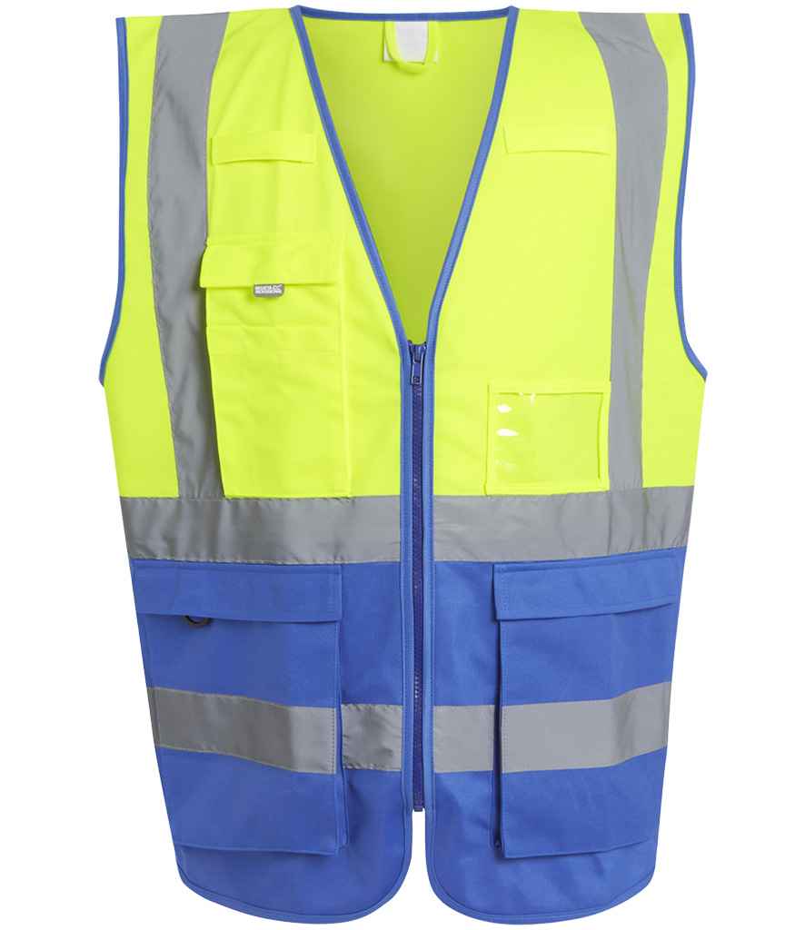 Regatta High Visibility Pro Executive Vest – Reliable Safety Wear from Fou Tees Ireland Yellow/Royal Blue 3XL