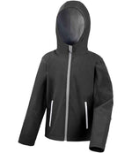 Kids soft shell jacket - Result Core Kids TX Performance Hooded Soft Shell Jacket Black/Grey 1314