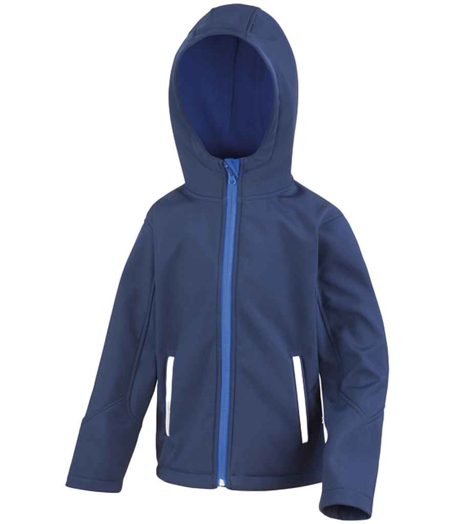 Kids soft shell jacket - Result Core Kids TX Performance Hooded Soft Shell Jacket Navy/Royal Blue 1314