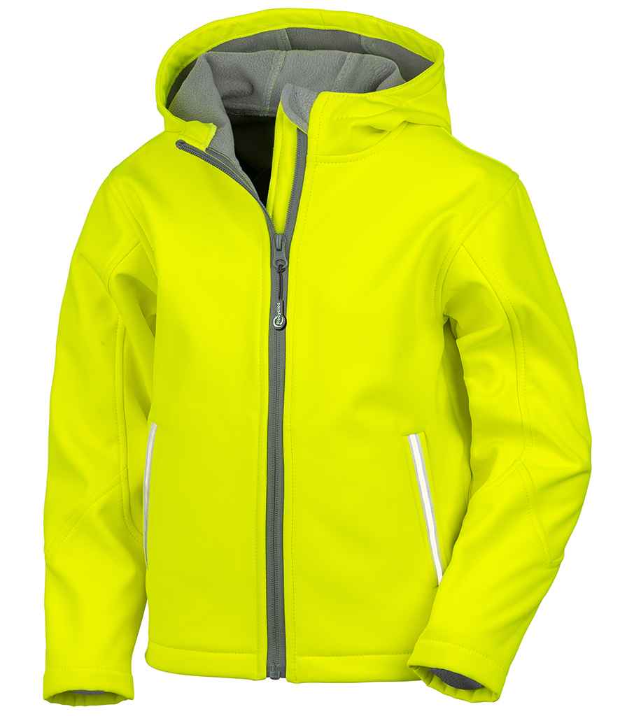 Kids soft shell jacket - Result Core Kids TX Performance Hooded Soft Shell Jacket Neon Yellow 1314