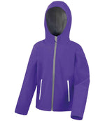Kids soft shell jacket - Result Core Kids TX Performance Hooded Soft Shell Jacket Purple/Grey 1314