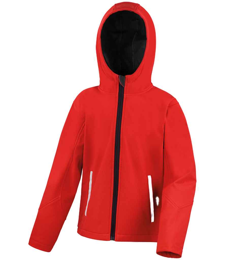 Kids soft shell jacket - Result Core Kids TX Performance Hooded Soft Shell Jacket Red/Black 1314