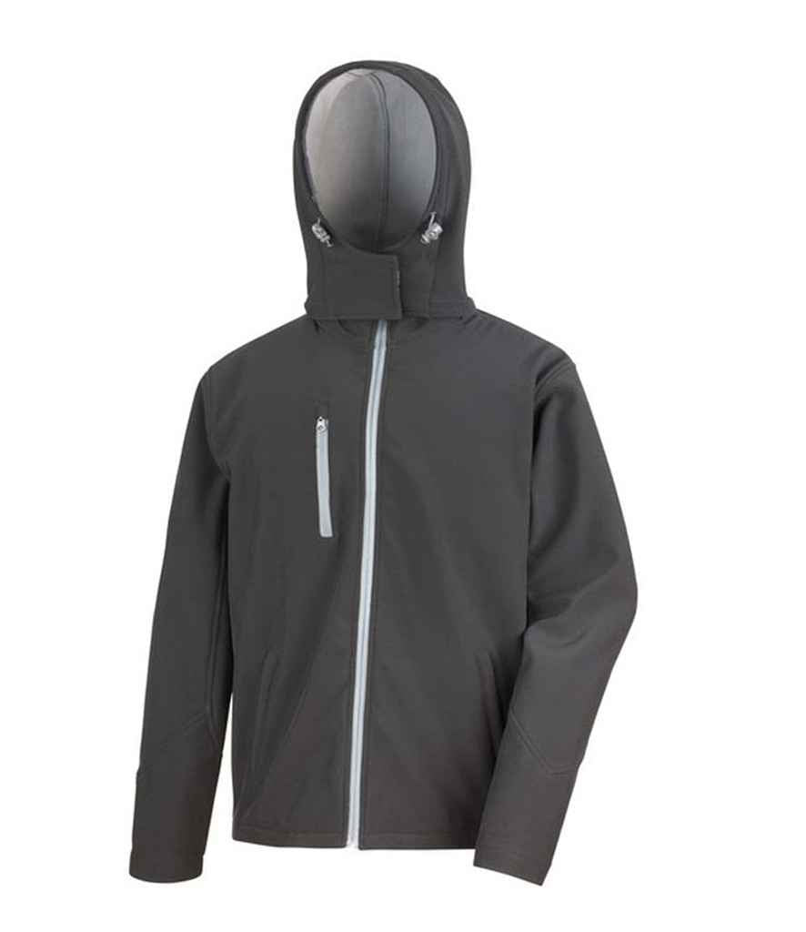 Result Core Hooded Soft Shell Jacket from Fou Tees Ireland Black/Grey 3XL