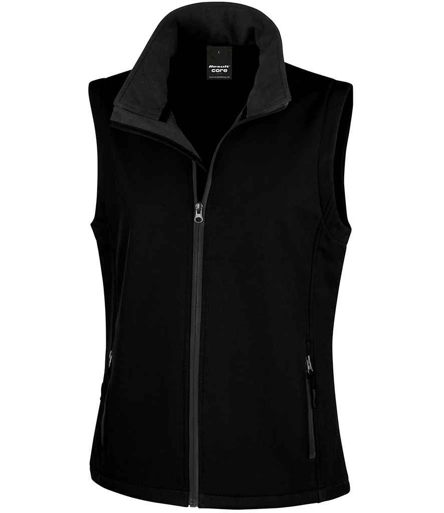 Ladies Soft Shell Bodywarmer - Result Core Ladies Printable Soft Shell Bodywarmer Black/Black XXL
