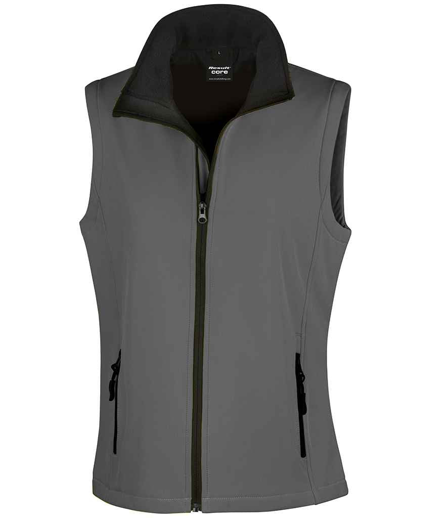 Ladies Soft Shell Bodywarmer - Result Core Ladies Printable Soft Shell Bodywarmer Charcoal/Black XXL