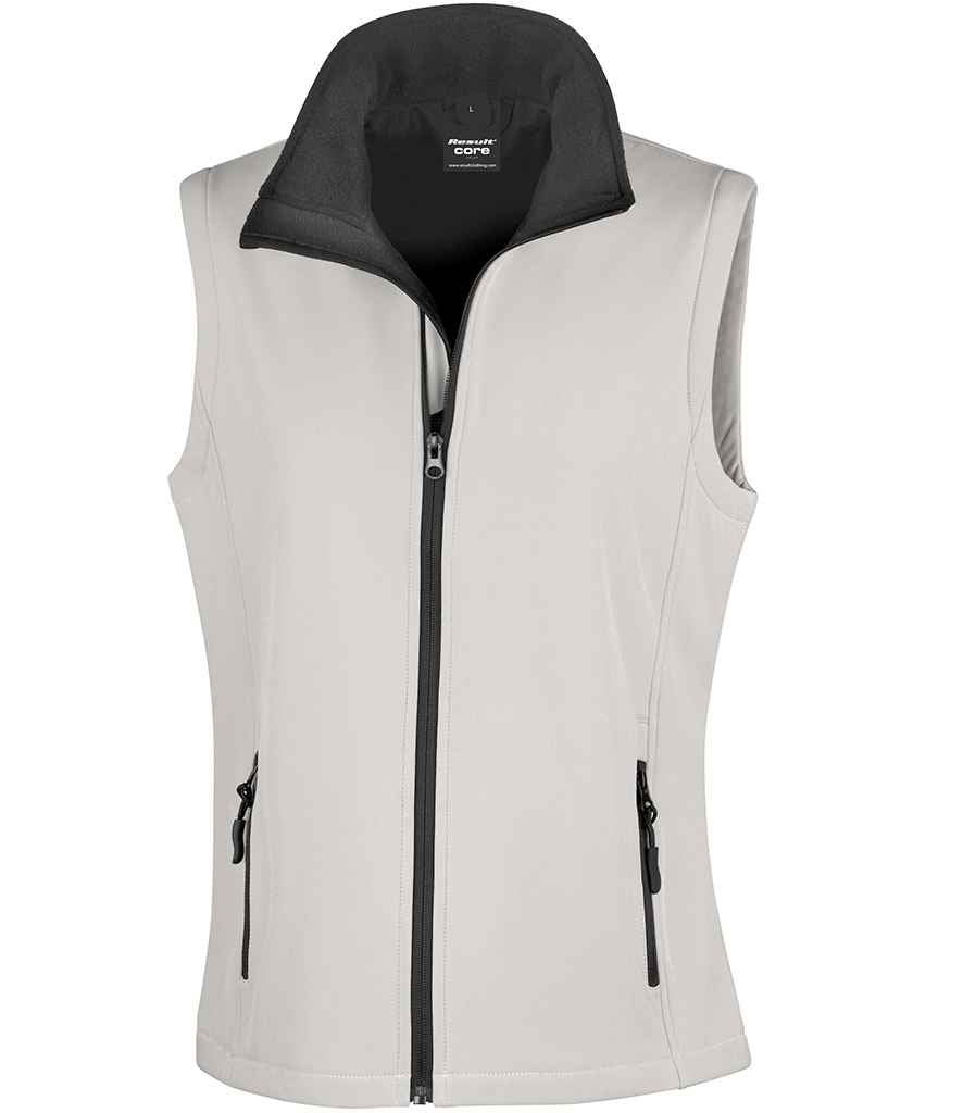 Ladies Soft Shell Bodywarmer - Result Core Ladies Printable Soft Shell Bodywarmer White/Black XL
