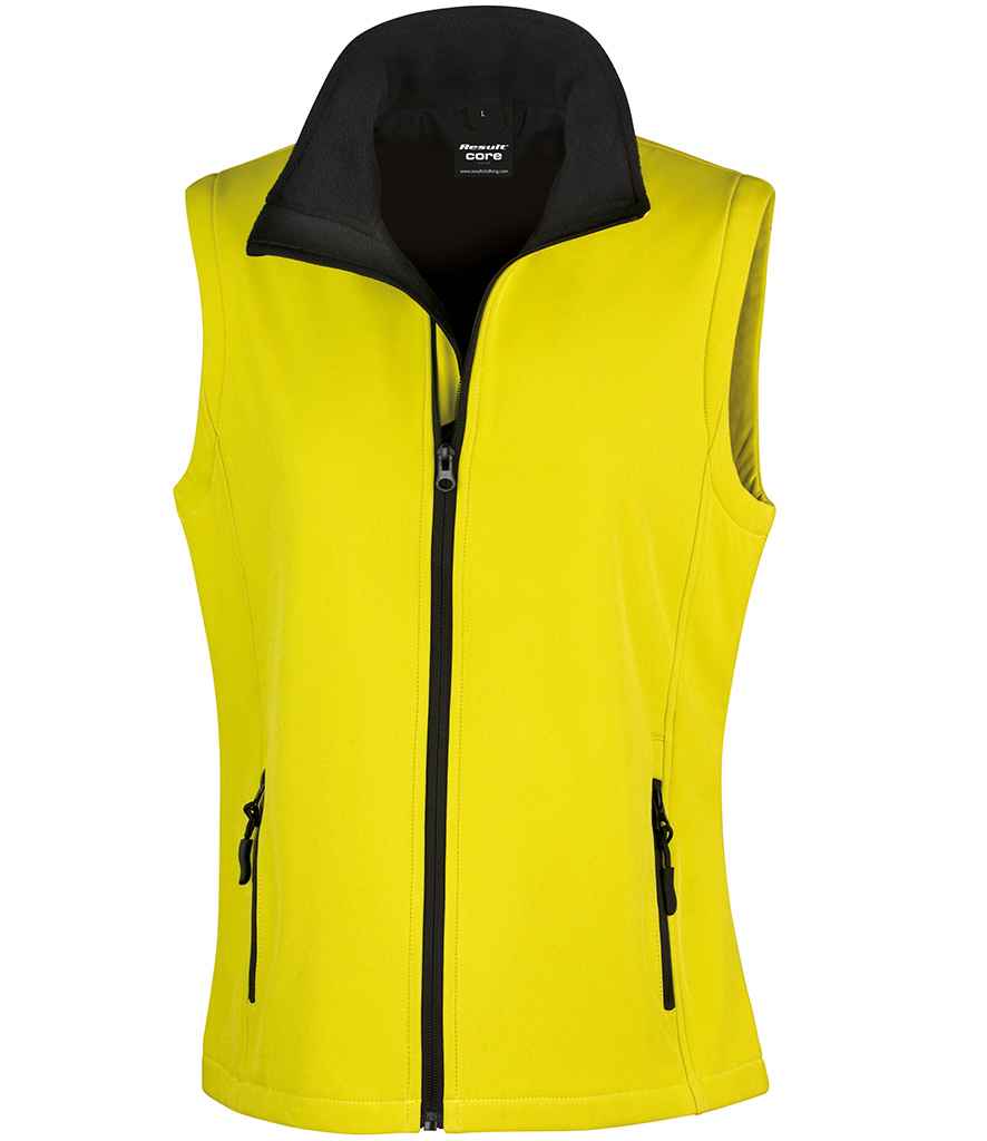 Ladies Soft Shell Bodywarmer - Result Core Ladies Printable Soft Shell Bodywarmer Yellow/Black XXL