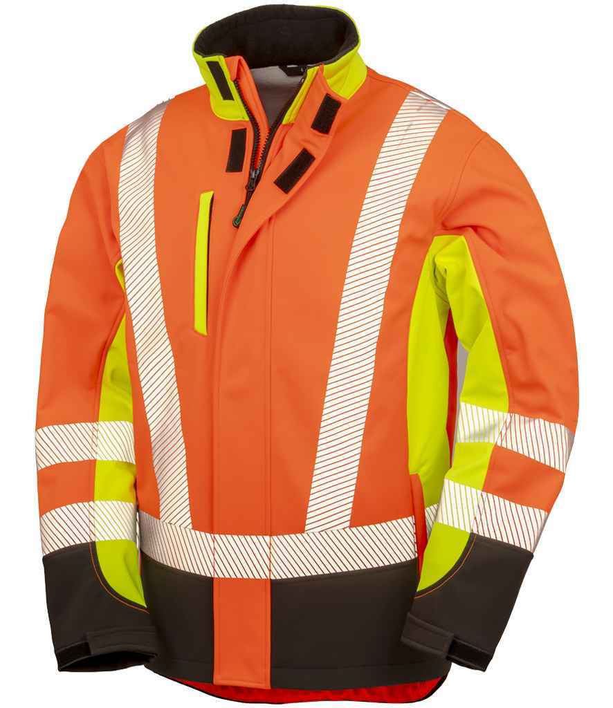 Recycled Soft Shell Jacket - Result Recycled Three Layer Printable 3-Tone Safety Soft Shell Jacket