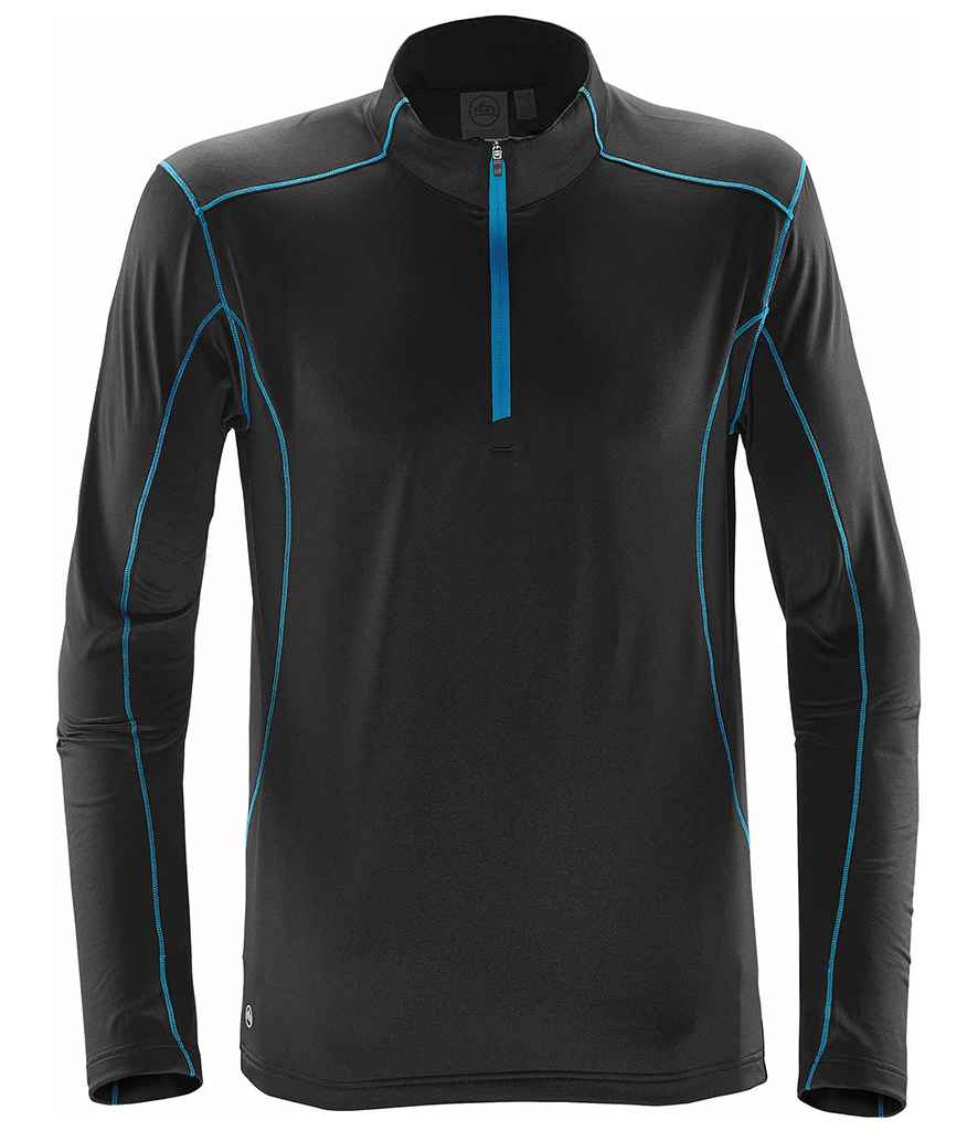 Stormtech Pulse Fleece Pullover Zip Neck Top – Comfortable and Durable Activewear Black/Electric Blue 3XL