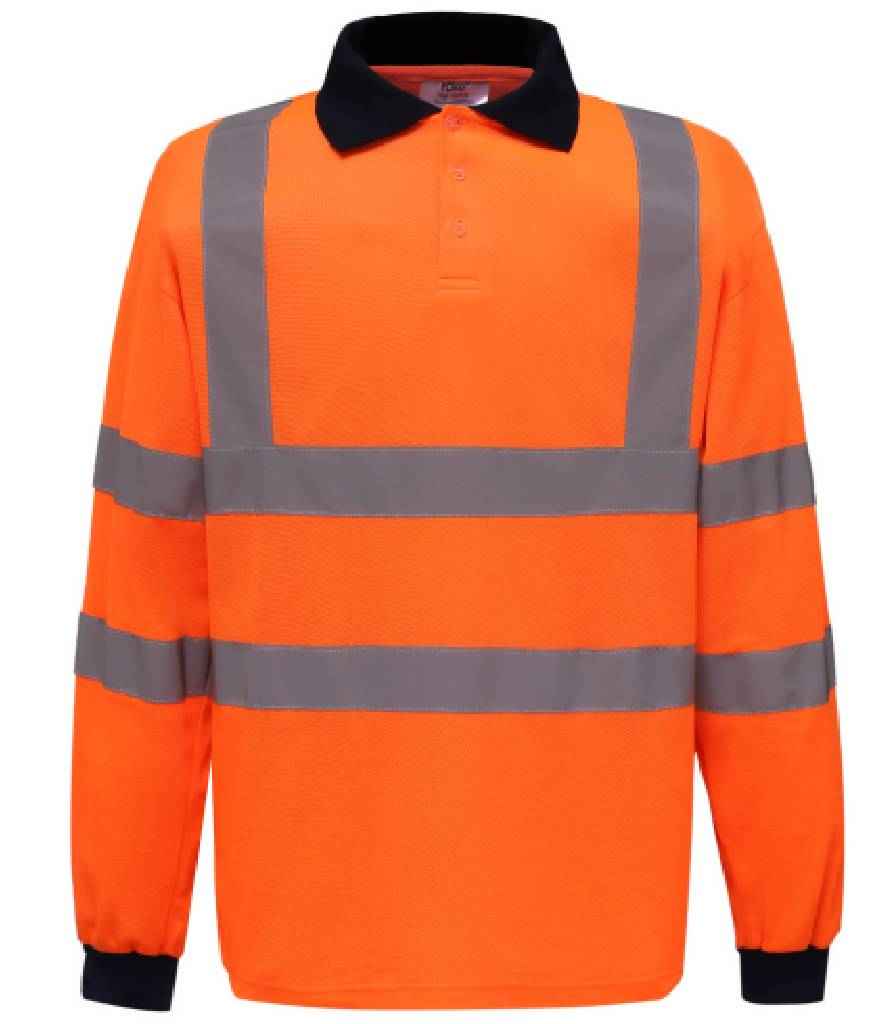 Yoko Hi-Vis Long Sleeve Polo Shirt – Durable Safetywear for Everyday Use Orange 6XL