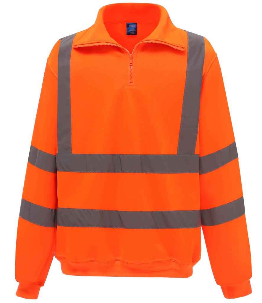 Yoko Hi-Vis Zip Neck Sweatshirt for Enhanced Workplace Safety Orange 3XL