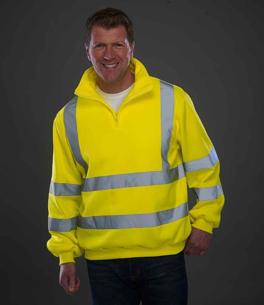 Yoko Hi-Vis Zip Neck Sweatshirt for Enhanced Workplace Safety