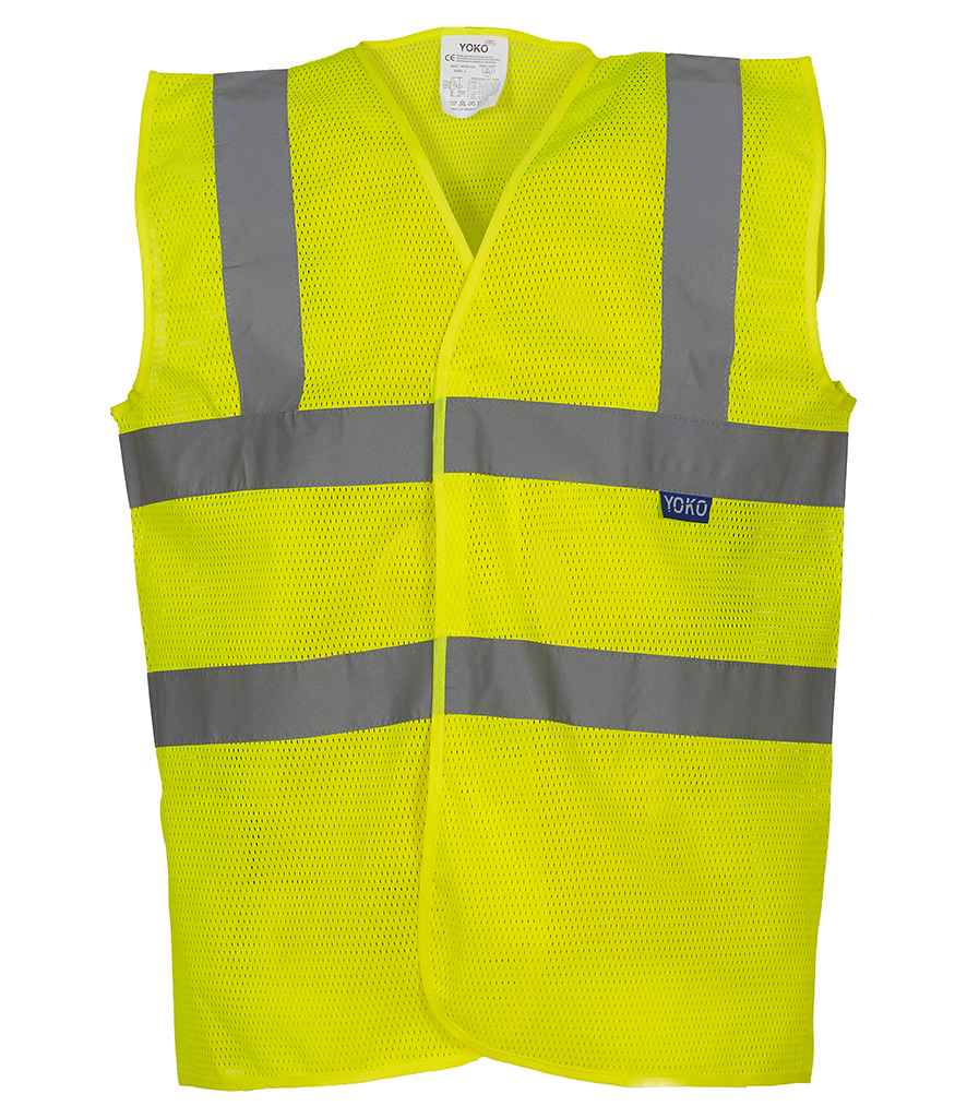 Yoko Top Cool Open Mesh Waistcoat – Lightweight Hi-Vis Safety Wear Yellow 3XL