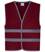 Yoko Kids Hi-Vis Two Band Waistcoat – Safety and Visibility for Children Maroon L