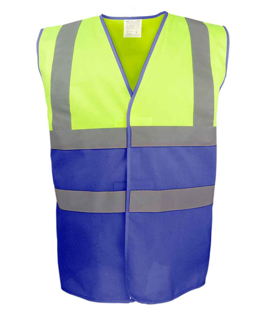 Yoko Two Tone Waistcoat – High Visibility Safety Waistcoat by YOKO Yellow/Royal Blue 3XL