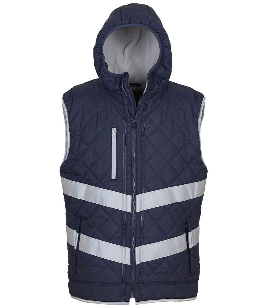 Yoko Hi-Vis Kensington Hooded Gilet – Durable Safety Gilet for Visibility and Comfort Navy 3XL