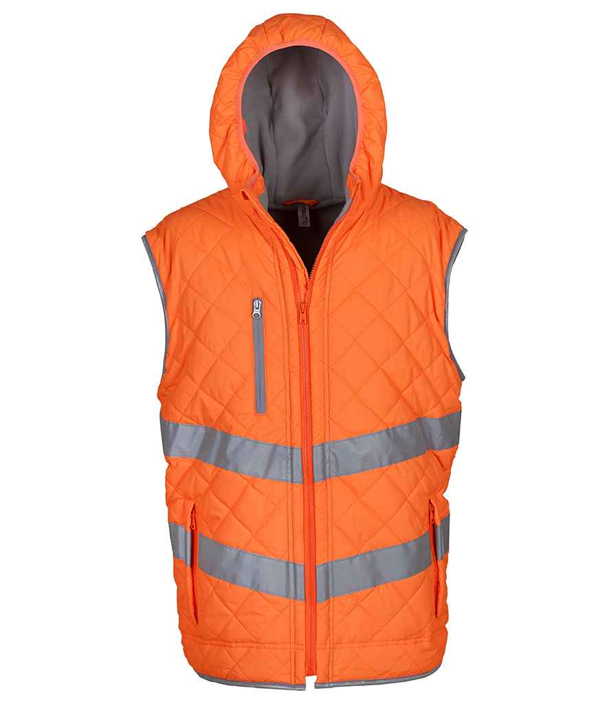 Yoko Hi-Vis Kensington Hooded Gilet – Durable Safety Gilet for Visibility and Comfort Orange 3XL