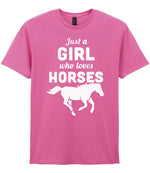 Girl Who Loves Horses t-shirt in azalea