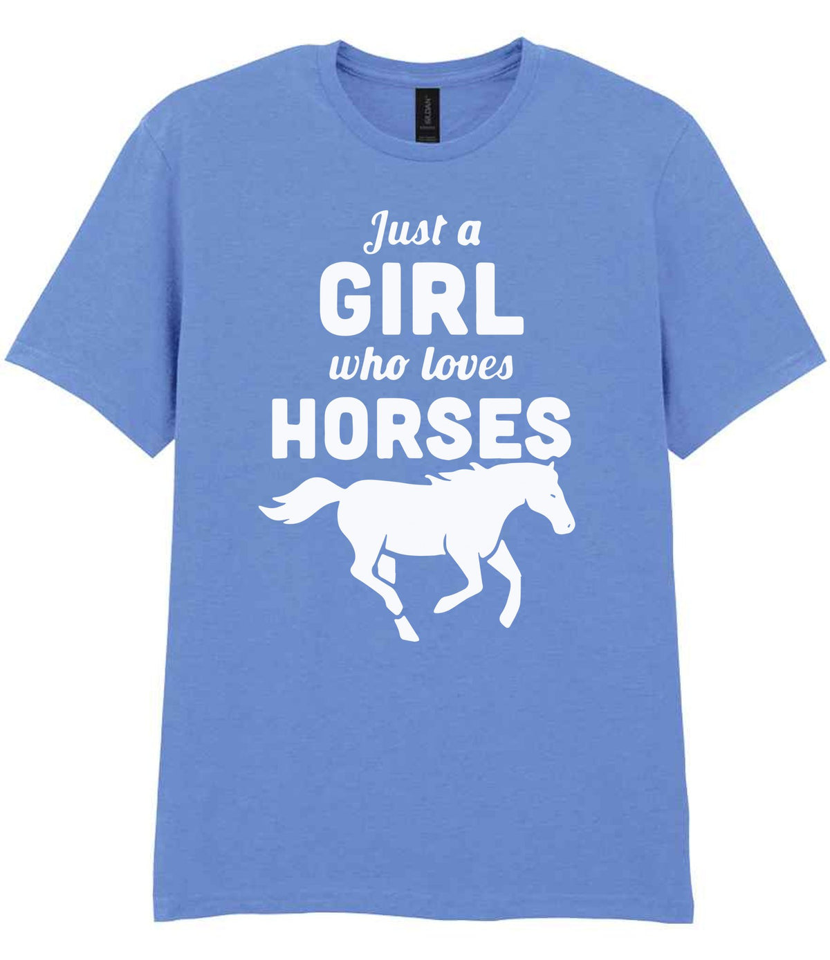 Girl Who Loves Horses t-shirt in carolina blue