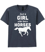 girl who loves horses – Unisex T-Shirt in Dark Heather