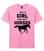 Girl Who Loves Horses t-shirt in fan candy pink