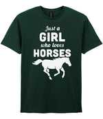 Girl Who Loves Horses t-shirt in forest green