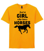 Girl Who Loves Horses t-shirt in gold