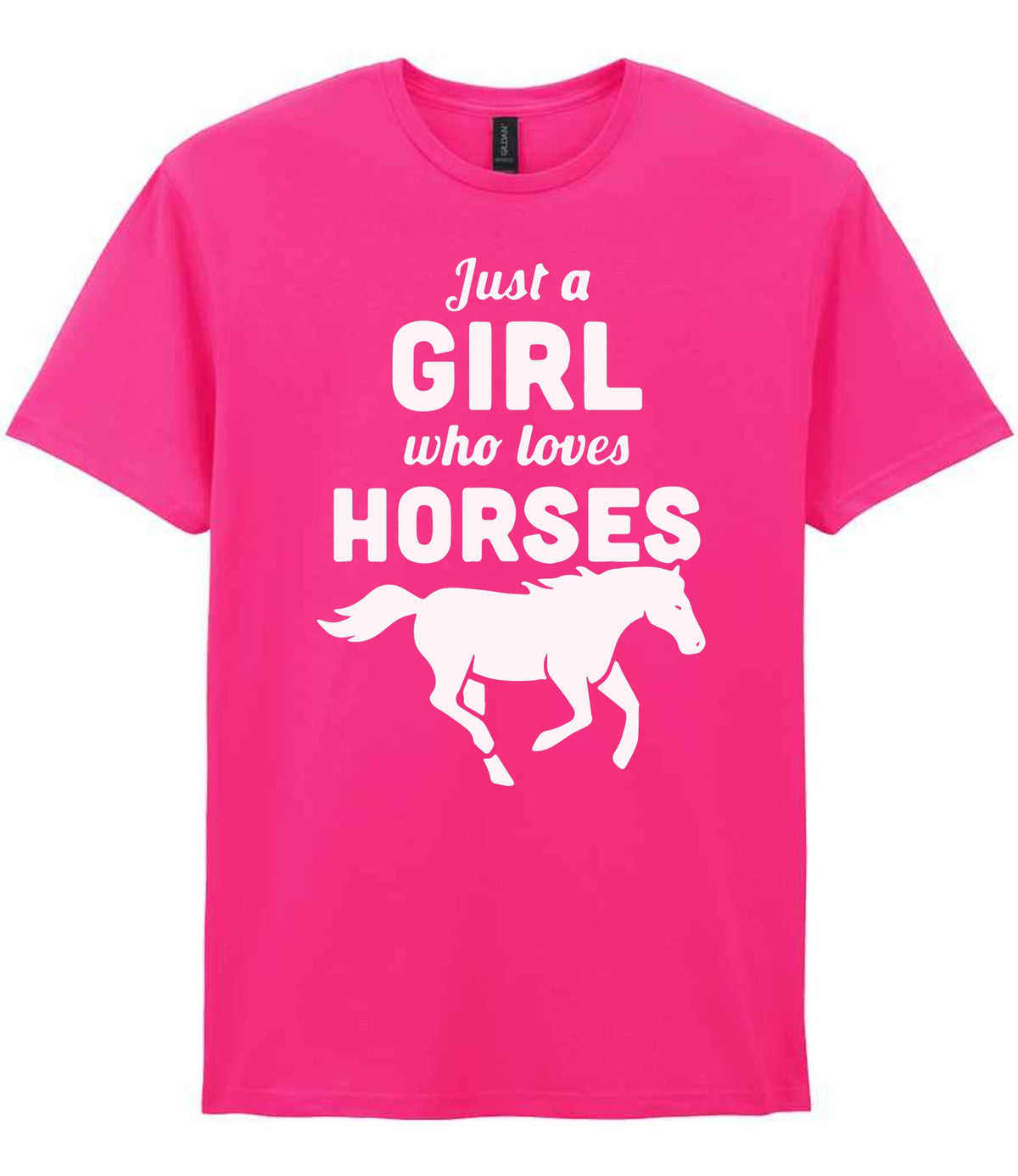 Girl Who Loves Horses t-shirt in heliconia