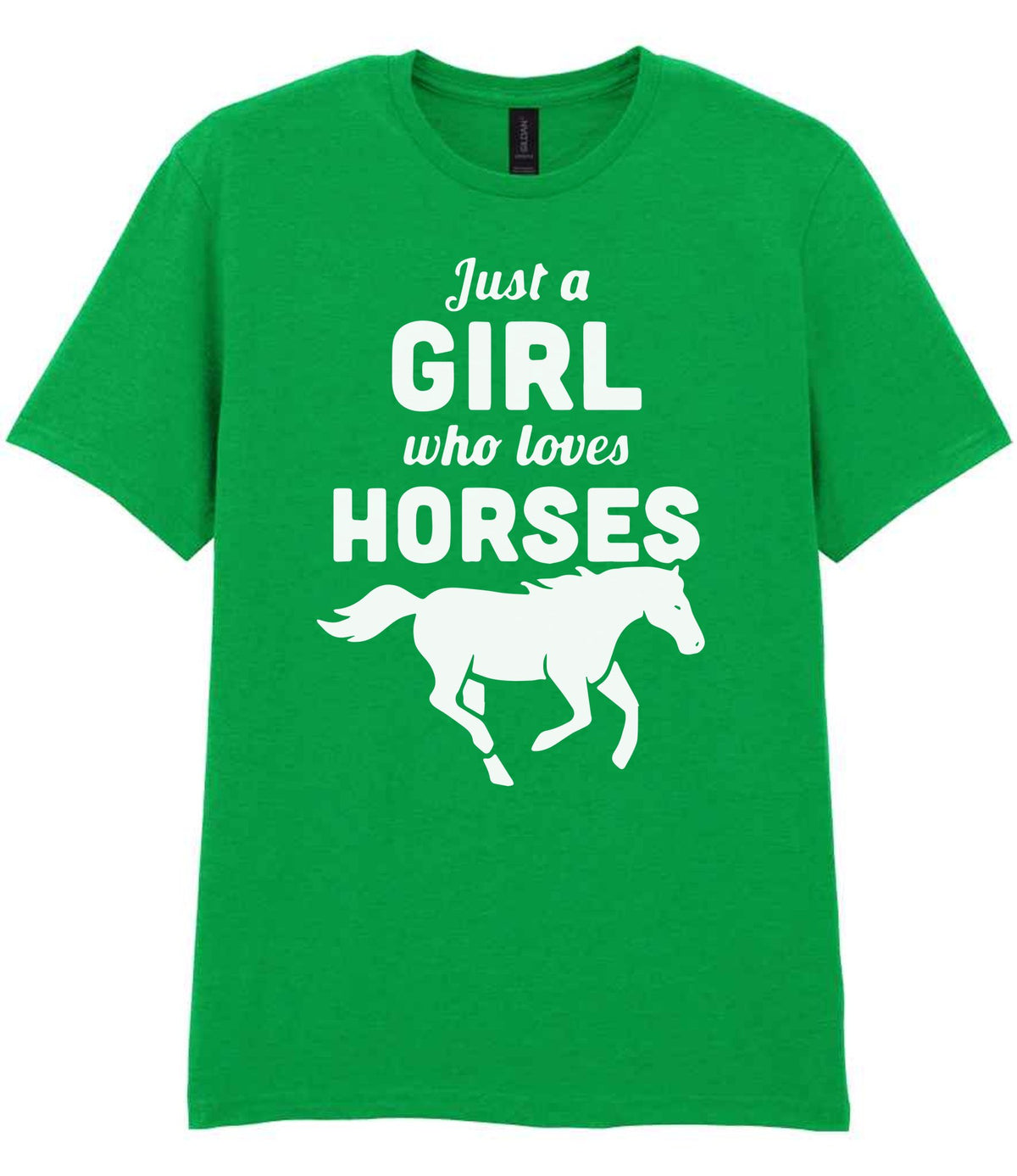Girl Who Loves Horses t-shirt in irish green