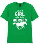 Girl Who Loves Horses t-shirt in irish green