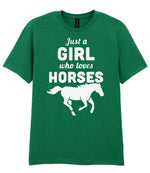 Girl Who Loves Horses t-shirt in kelly green