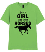 Girl Who Loves Horses t-shirt in lime green