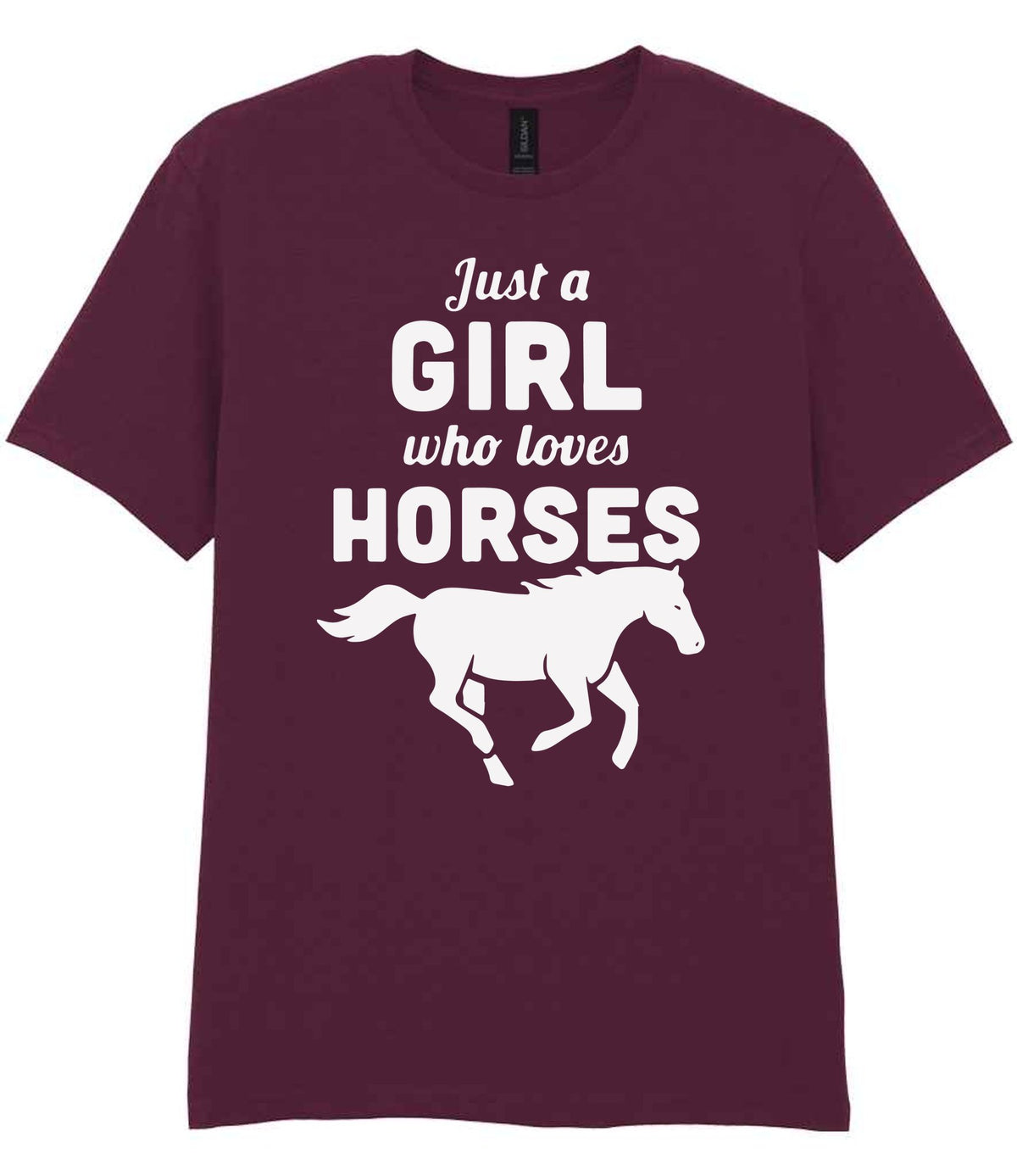 Girl Who Loves Horses t-shirt in maroon