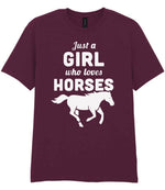 Girl Who Loves Horses t-shirt in maroon