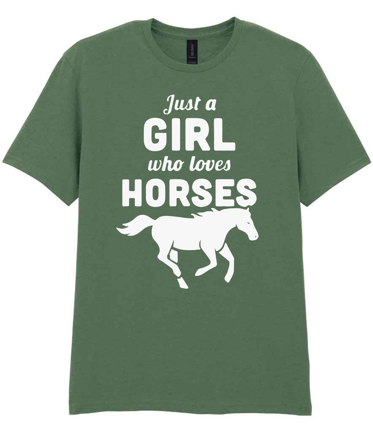 Girl Who Loves Horses t-shirt in military green