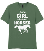 Girl Who Loves Horses t-shirt in military green