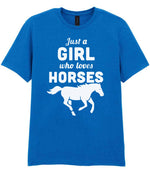 Girl Who Loves Horses t-shirt in royal blue